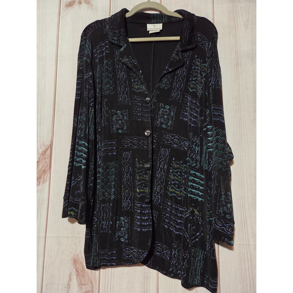 The Travel Collection SG66570 Black‎ Abstract Print Blazer Jacket Women's 3X